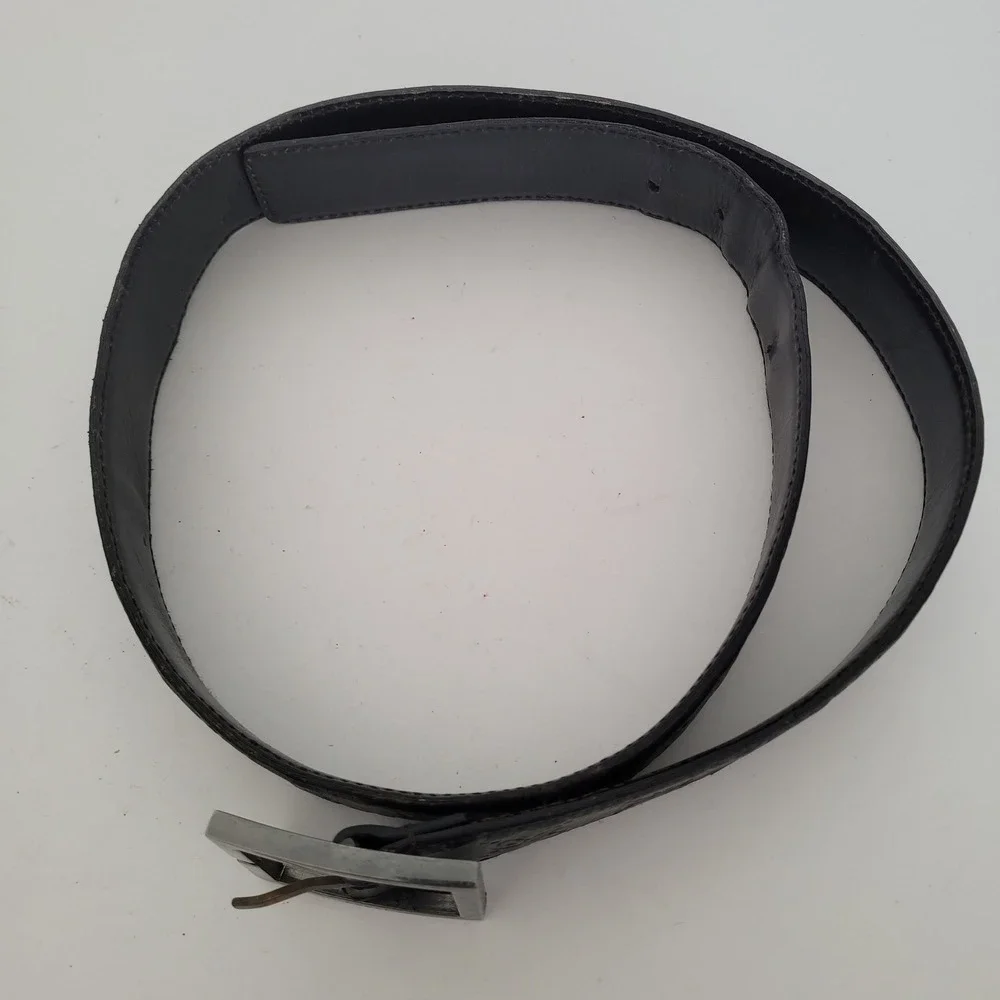 Gucci Guccissima Black Leather Belt‎ 146429 Square Buckle Size 90 36 Mens